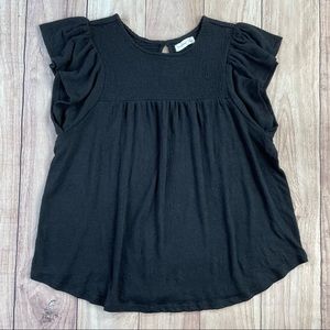 Gentle Fawn Black Flutter Sleeve Top Medium EUC!